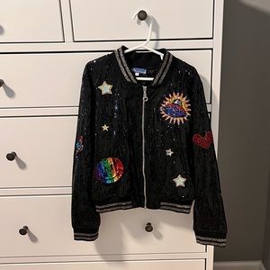 Black Sequin Patch Jacket